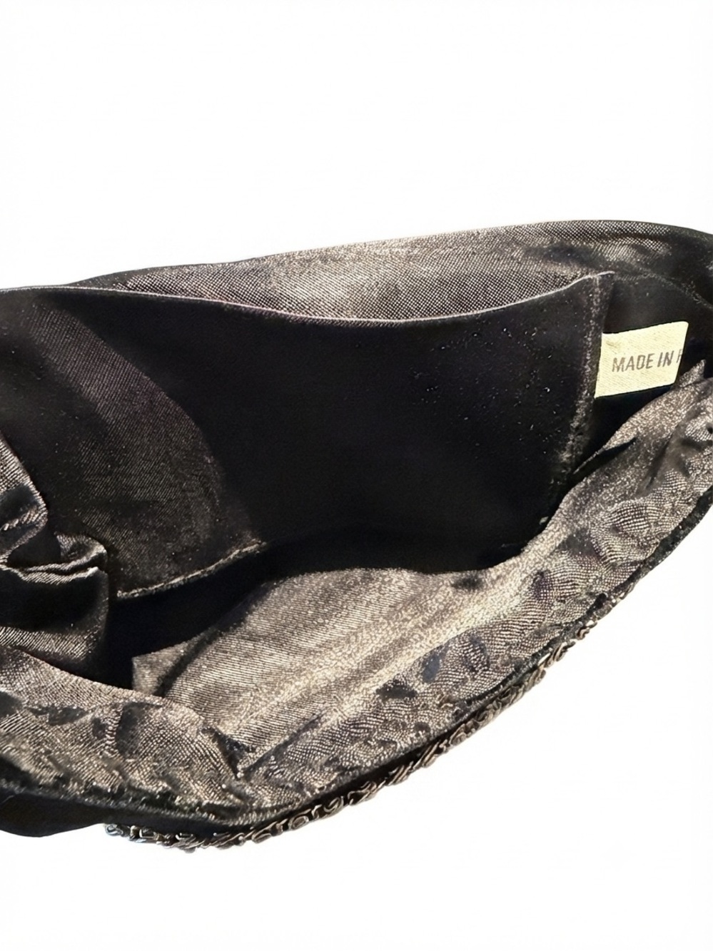 Vintage Black Velvet & Silver/Gold Mesh Bow Evening Clutch Bag Made in Hong Kong - Picture 5 of 10